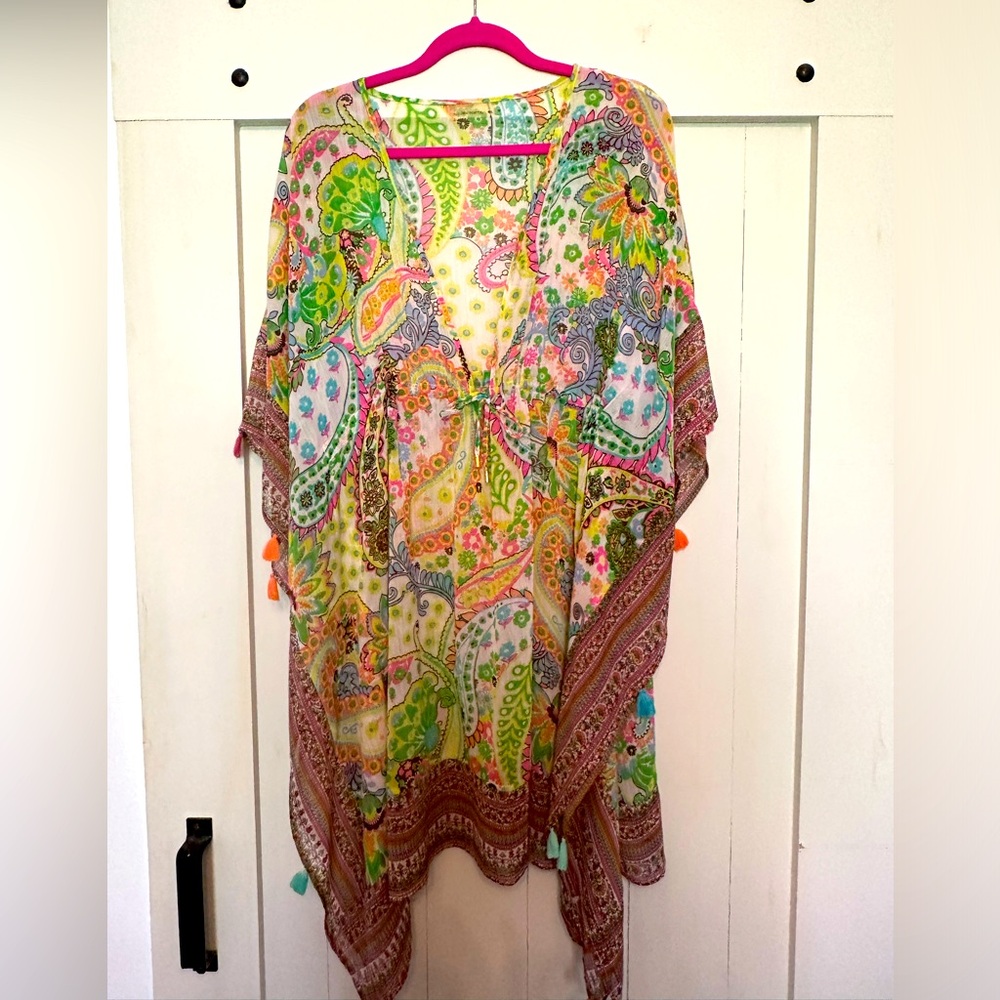 Bleu Rod Beattie caftan coverup M/L